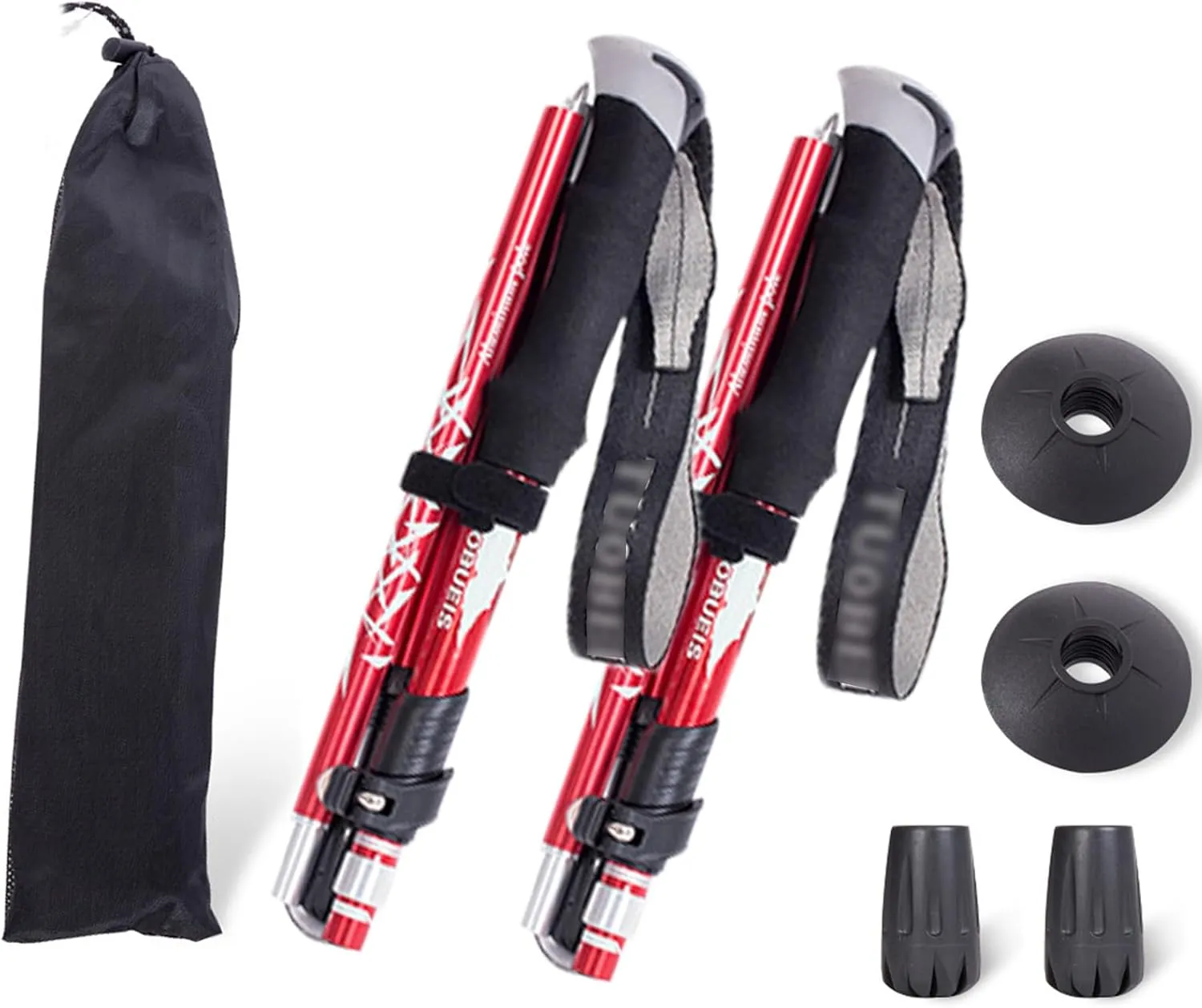 ThreeH 2 Pack Trekking Poles Collapsible Walking Stick Lightweight Folding Adjustable Walking Poles for Hiking Camping Travel