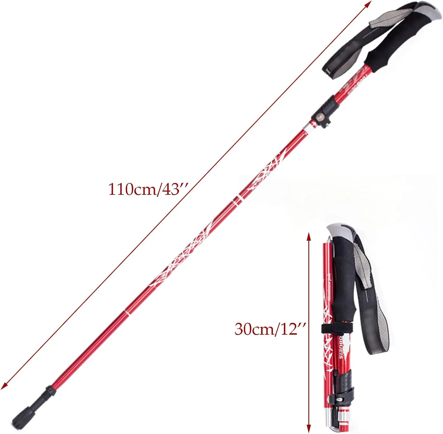 ThreeH 2 Pack Trekking Poles Collapsible Walking Stick Lightweight Folding Adjustable Walking Poles for Hiking Camping Travel