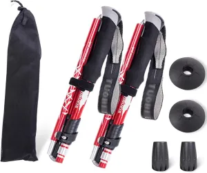ThreeH 2 Pack Trekking Poles Collapsible Walking Stick Lightweight Folding Adjustable Walking Poles for Hiking Camping Travel
