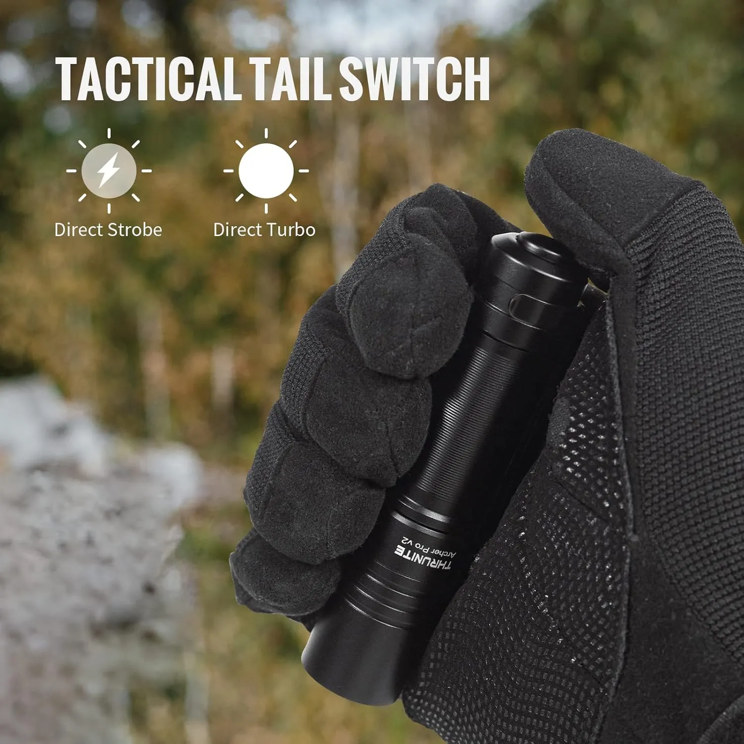 ThruNite Archer Pro V2 EDC Flashlight - 950 Lumens, USB-C Rechargeable, Tail Switch LED Penlight for Camping, Outdoor & Emergency - Cool White (Black)