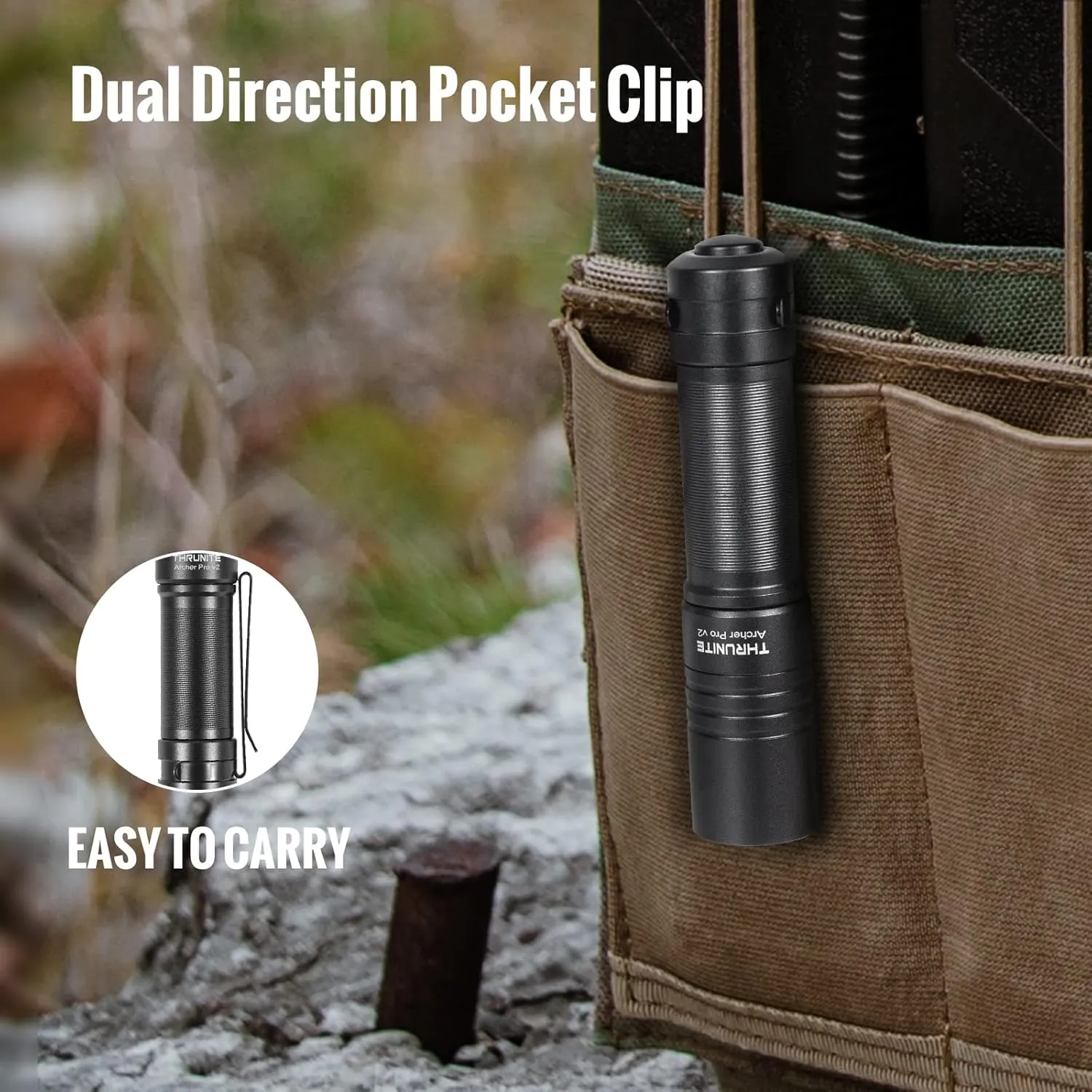 ThruNite Archer Pro V2 EDC Flashlight - 950 Lumens, USB-C Rechargeable, Tail Switch LED Penlight for Camping, Outdoor & Emergency - Cool White (Black)