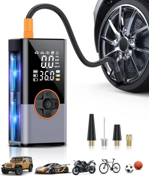 Tire Inflator Portable Air Compressor, 2X Faster Air Compressor with Digital Pressure Gauge, 150PSI & 25000mAh Cordless Air Pump for Car, Motorcycle, Bicycle, Ball and More