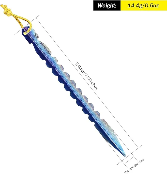 Titanium Tent Stakes, Heavy Duty Tent Spikes Ultralight Tent Pegs with Hook Canopy Stakes for Camping, Backpacking, Gardening-Large Size-1Pcs