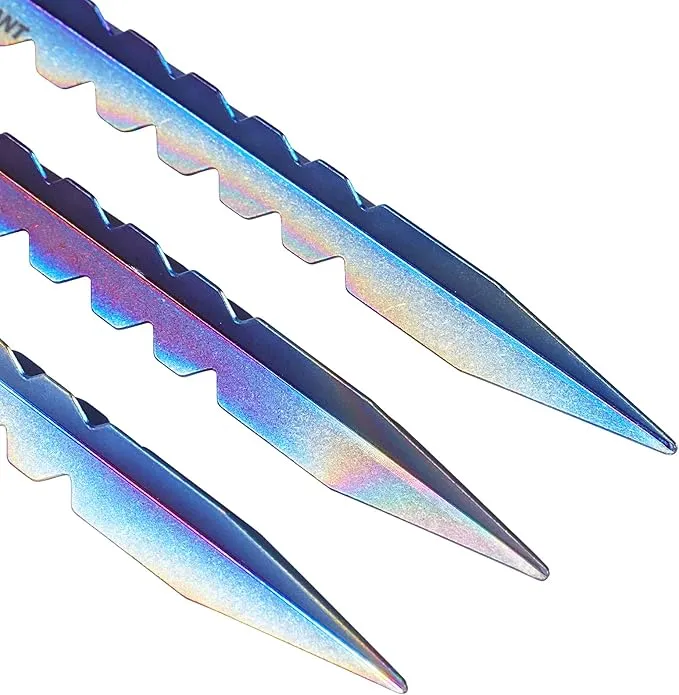 Titanium Tent Stakes, Heavy Duty Tent Spikes Ultralight Tent Pegs with Hook Canopy Stakes for Camping, Backpacking, Gardening-Medium Size-6Pcs