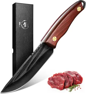 TIVOLI Fixed Blade Knife，Hand-Forged Japanese High Carbon Steel,Full Tang Design,Full Tang Hunting Knives for Camping, Bushcraft & Survival,Boning Knife for Meat Cutting | Great Gift for Men