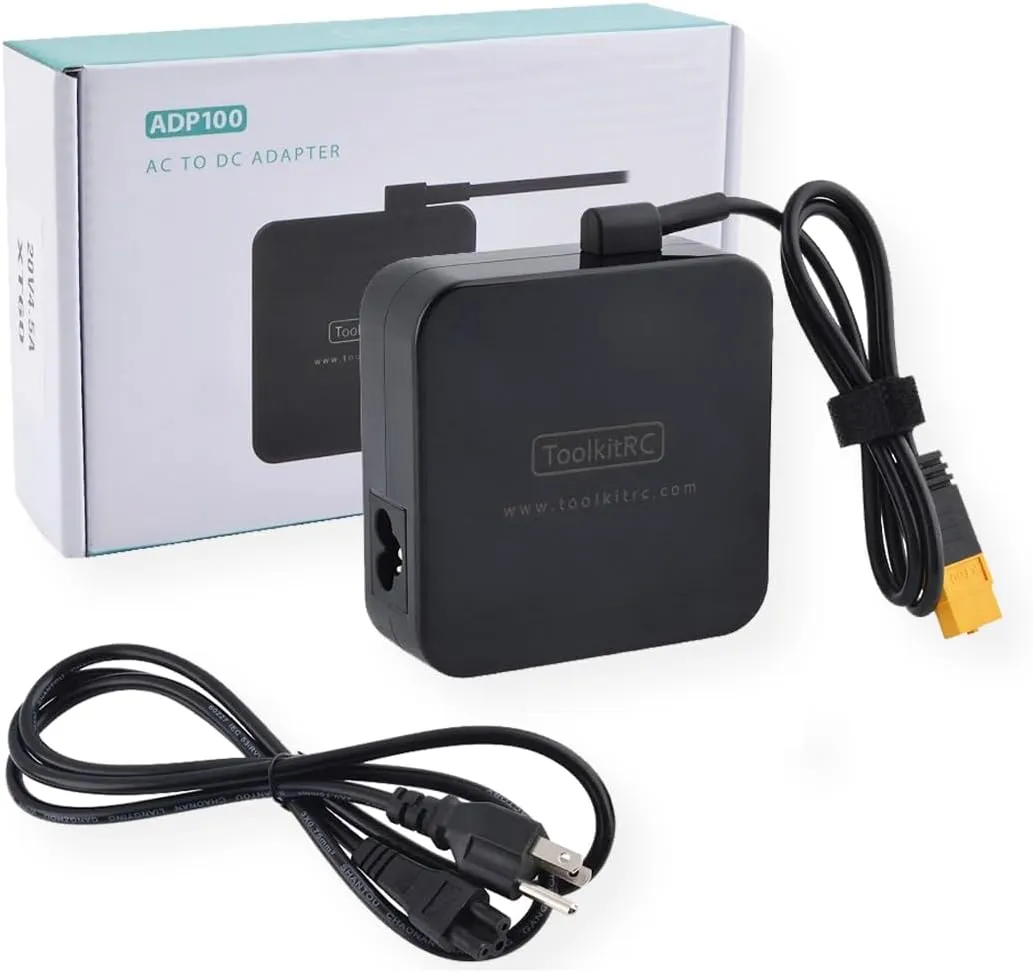 ToolKitRC ADP100 100W 20V Power Supply with XT60 Connector Adapter for ISDT Q8 Q6 GT Power Hota HTRC SkyRC Charger