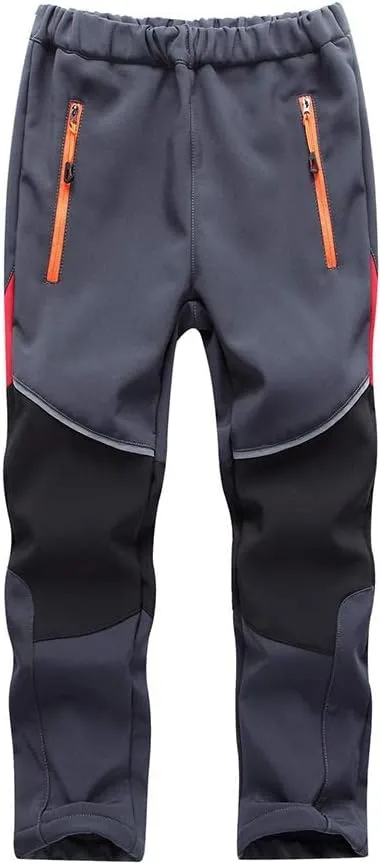 Toomett Boys snow cargo pants, Girls Kids Outdoor Fleece-Lined Soft Shell Hiking Fishing ski Insulated Pants