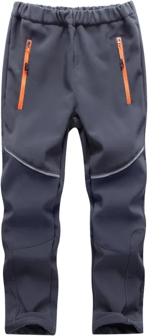 Toomett Boys snow cargo pants, Girls Kids Outdoor Fleece-Lined Soft Shell Hiking Fishing ski Insulated Pants