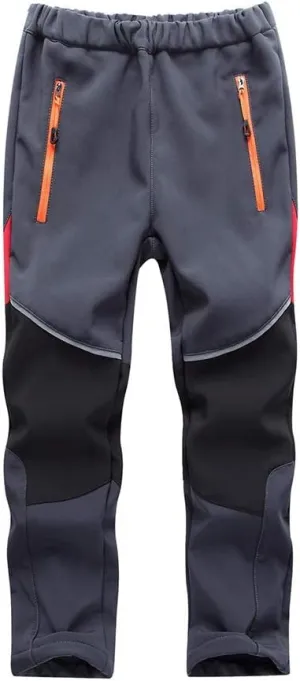 Toomett Boys snow cargo pants, Girls Kids Outdoor Fleece-Lined Soft Shell Hiking Fishing ski Insulated Pants