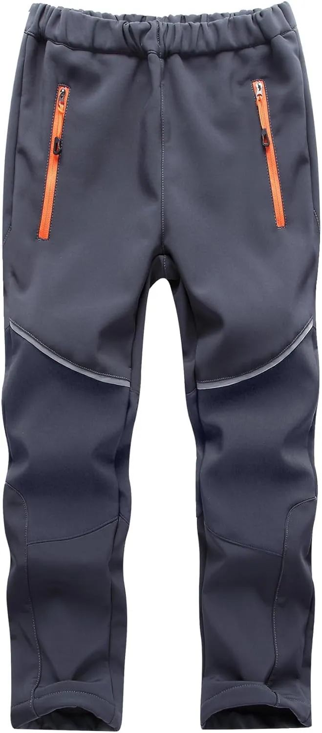 Toomett Boys snow cargo pants, Girls Kids Outdoor Fleece-Lined Soft Shell Hiking Fishing ski Insulated Pants