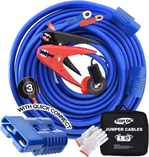 TOPDC Jumper Cables,1 Gauge 25 Feet 800A Booster Cables with UL-Listed Clamps, Heavy Duty Automotive Quick Connect Booster Cables for Car, SUV and Trucks with Carry Bag(TD-S02P0125)
