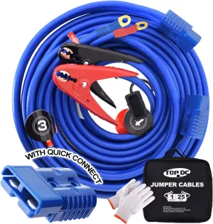 TOPDC Jumper Cables,1 Gauge 25 Feet 800A Booster Cables with UL-Listed Clamps, Heavy Duty Automotive Quick Connect Booster Cables for Car, SUV and Trucks with Carry Bag(TD-S02P0125)