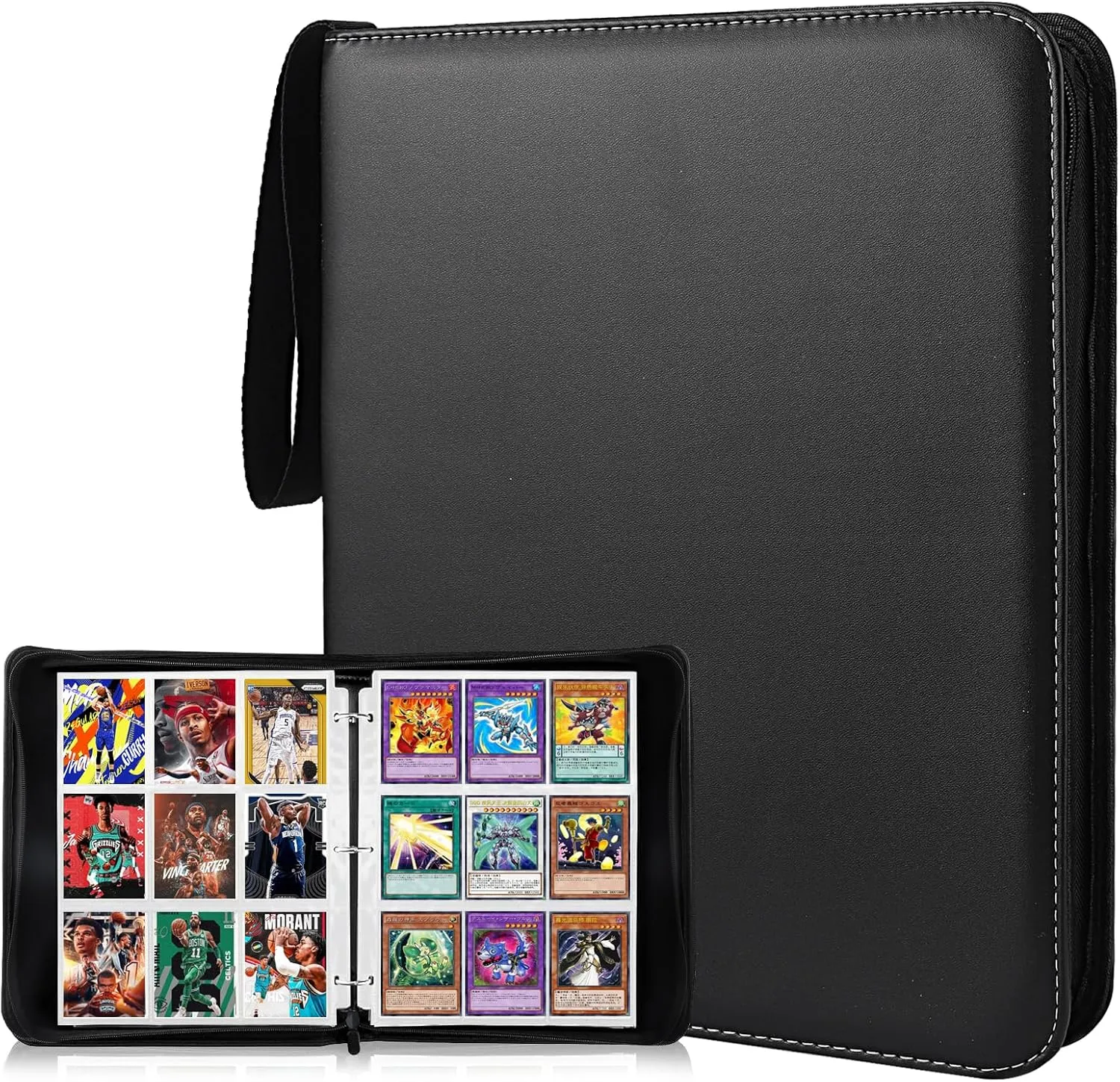 Trading card album, 9 page book for 540 cards, lockable for MTG, sports, Yugioh, etc.