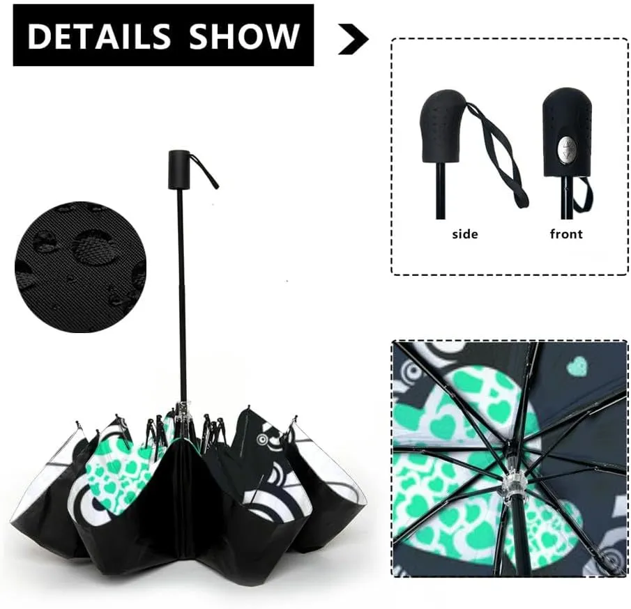 Travel Umbrella for Rain Windproof Floral Patterns Automatic Cute Portable Compact Umbrella for Women Purse Backpack Car Black Sun UV Protection