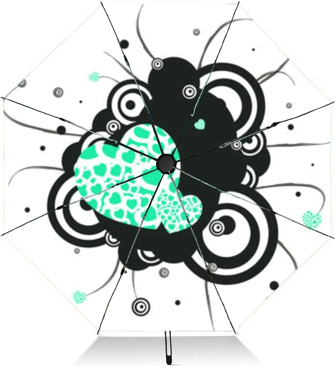 Travel Umbrella for Rain Windproof Floral Patterns Automatic Cute Portable Compact Umbrella for Women Purse Backpack Car Black Sun UV Protection