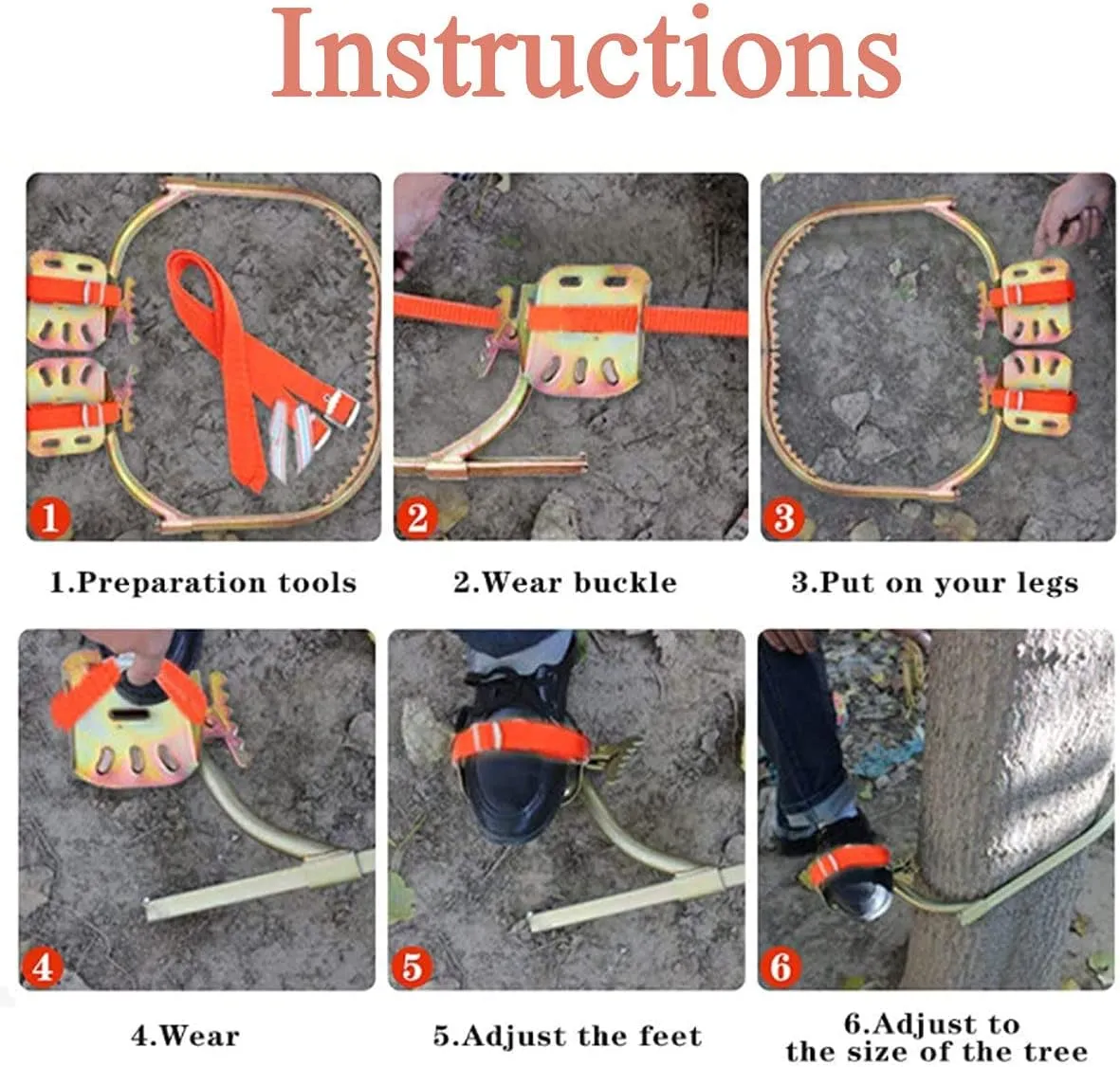 Tree Climbing Gear Climbing Spikes Easy-to-Use Tree Climbing Equipment, Non-Slip Stainless Steel Crampons,450Model