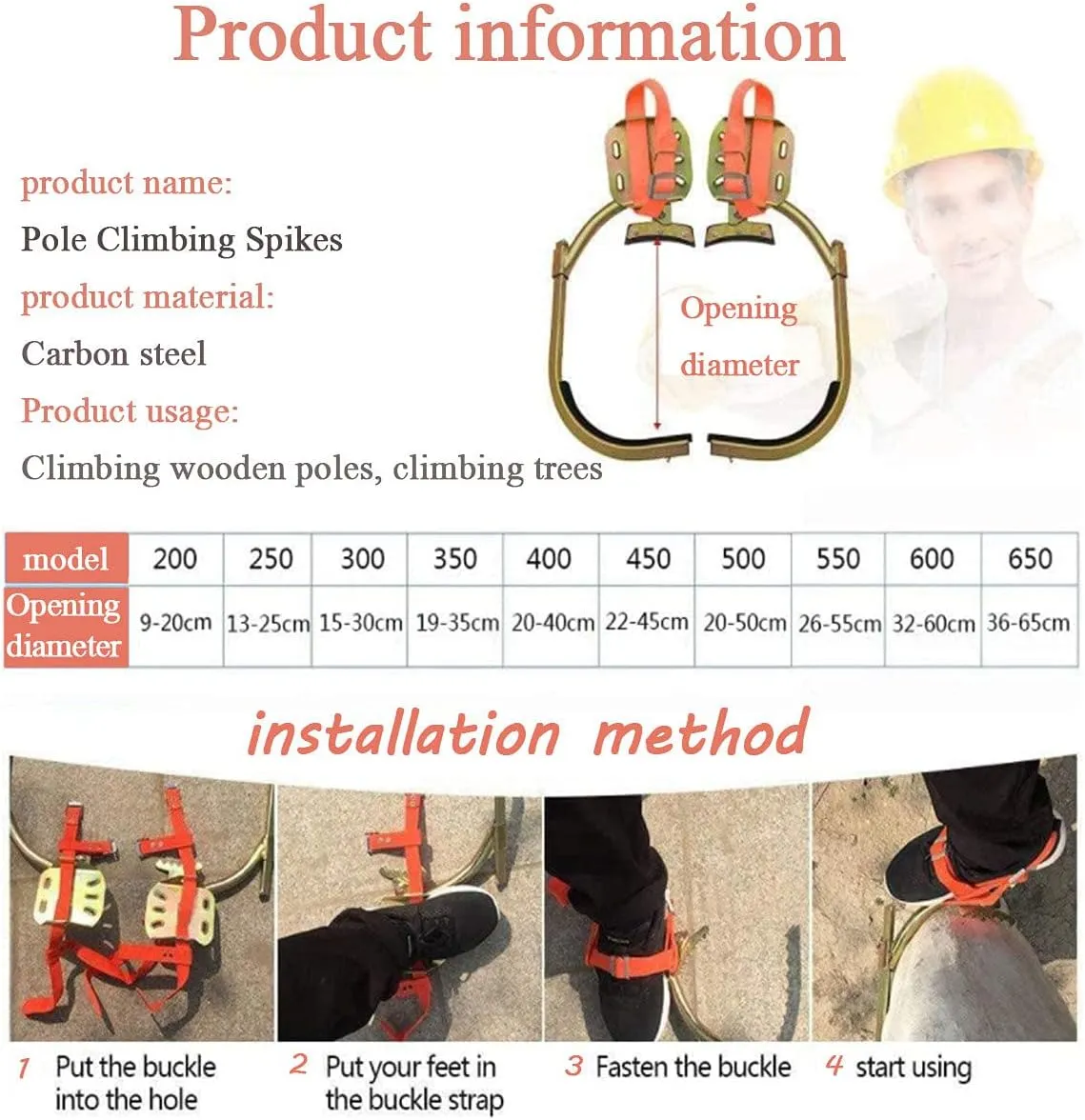 Tree Climbing Spike, Tree Care Crampons for Electricians, for High Altitude Logging Fruit Picking,300Model