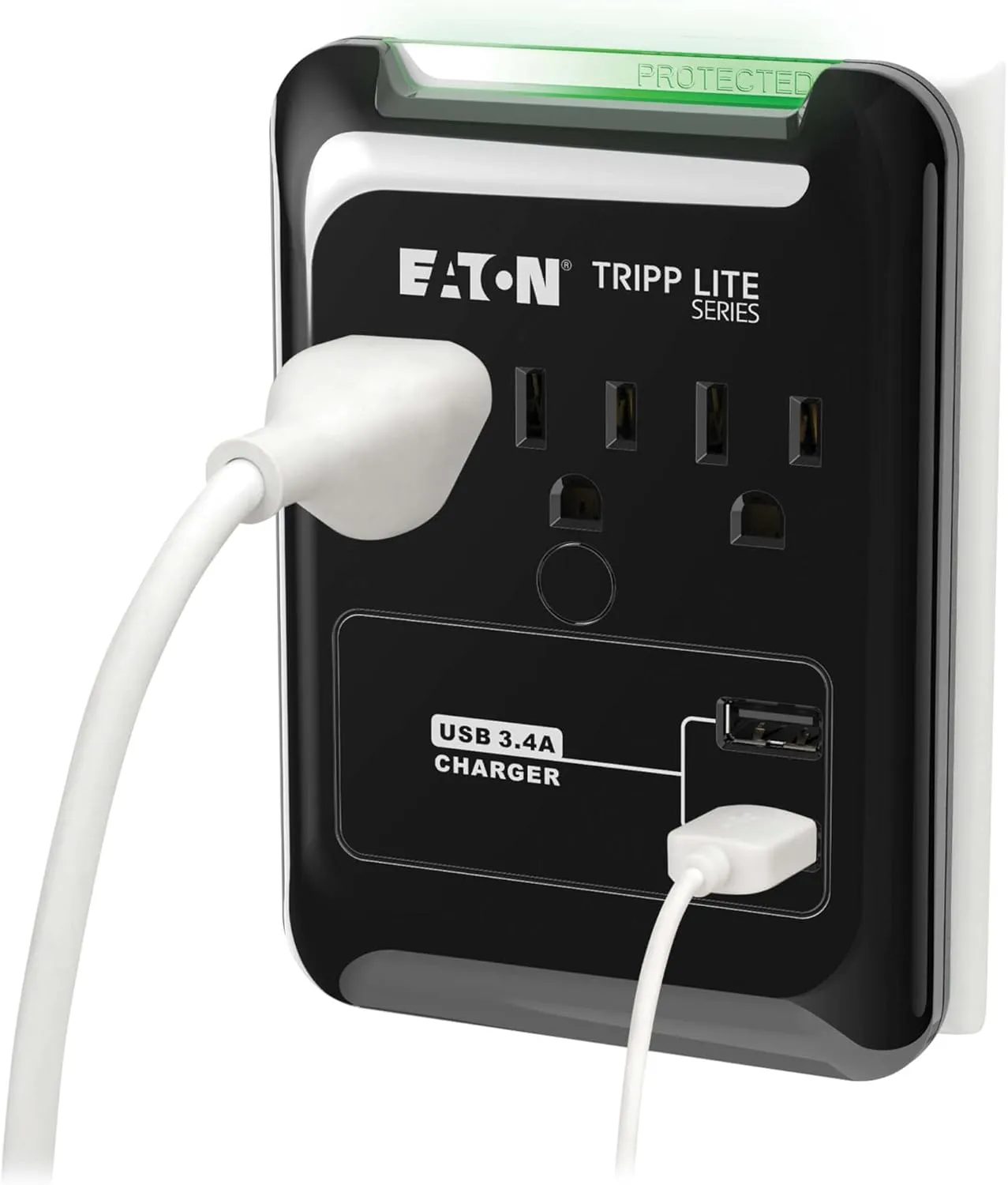 Tripp Lite 3 Outlet Portable Surge Protector Power Strip, Direct Plug in, 2 USB, & $5,000 Insurance (SK30USB) Black
