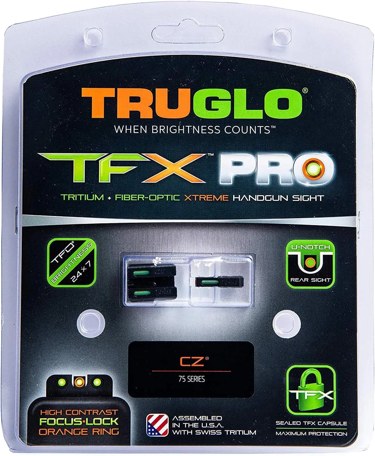 Truglo TFX PRO Handgun Sight, Glowing Shock Proof Tritium and Fiber Optic Night Sight for Handguns, Compact, Durable, and Snag Free Sight
