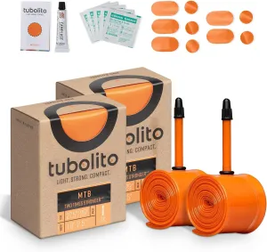 Tubolito Tubo-MTB 26" and 27.5"/29" x 1.8-2.5 Inch, 42mm Presta Valve Tube | Light, Strong & Compact | 2X Puncture Protection | Standard & Plus Size Tires