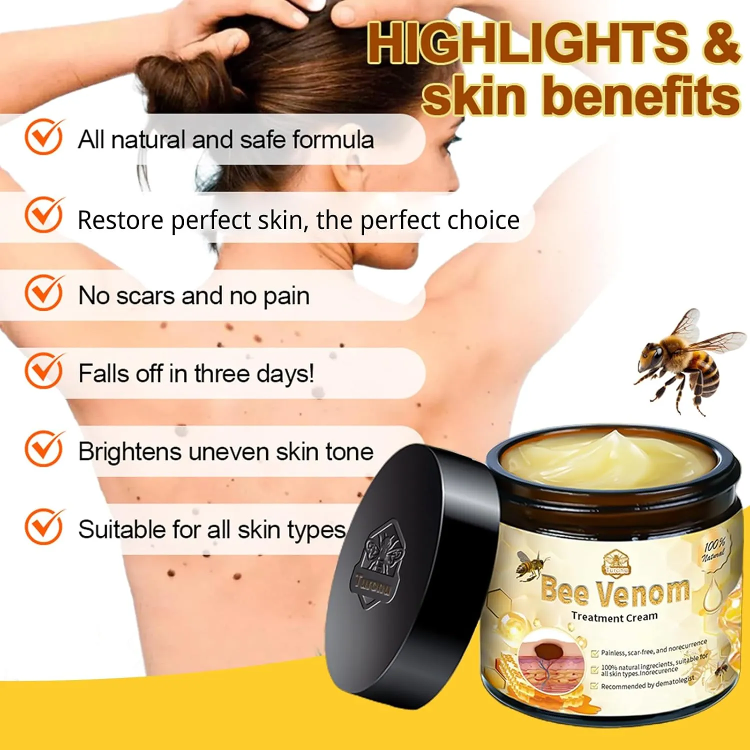 Turonu Bee Venom Skin Treatment Cream, 2024 New Repair Formula for All Skin Types (3 Bottle)