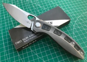 TwoSun Folding Knife 8.54Inch With M390 Blade Tc4 Titanium/Carbon Fiber Handle Flipper Pocket Camping Tool TS306-M390