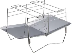 UG-93 Solo Light Grill, Bonfire Stand, Lightweight, Compact, Stainless Steel, Storage Bag Included, Silver, For 1 Person