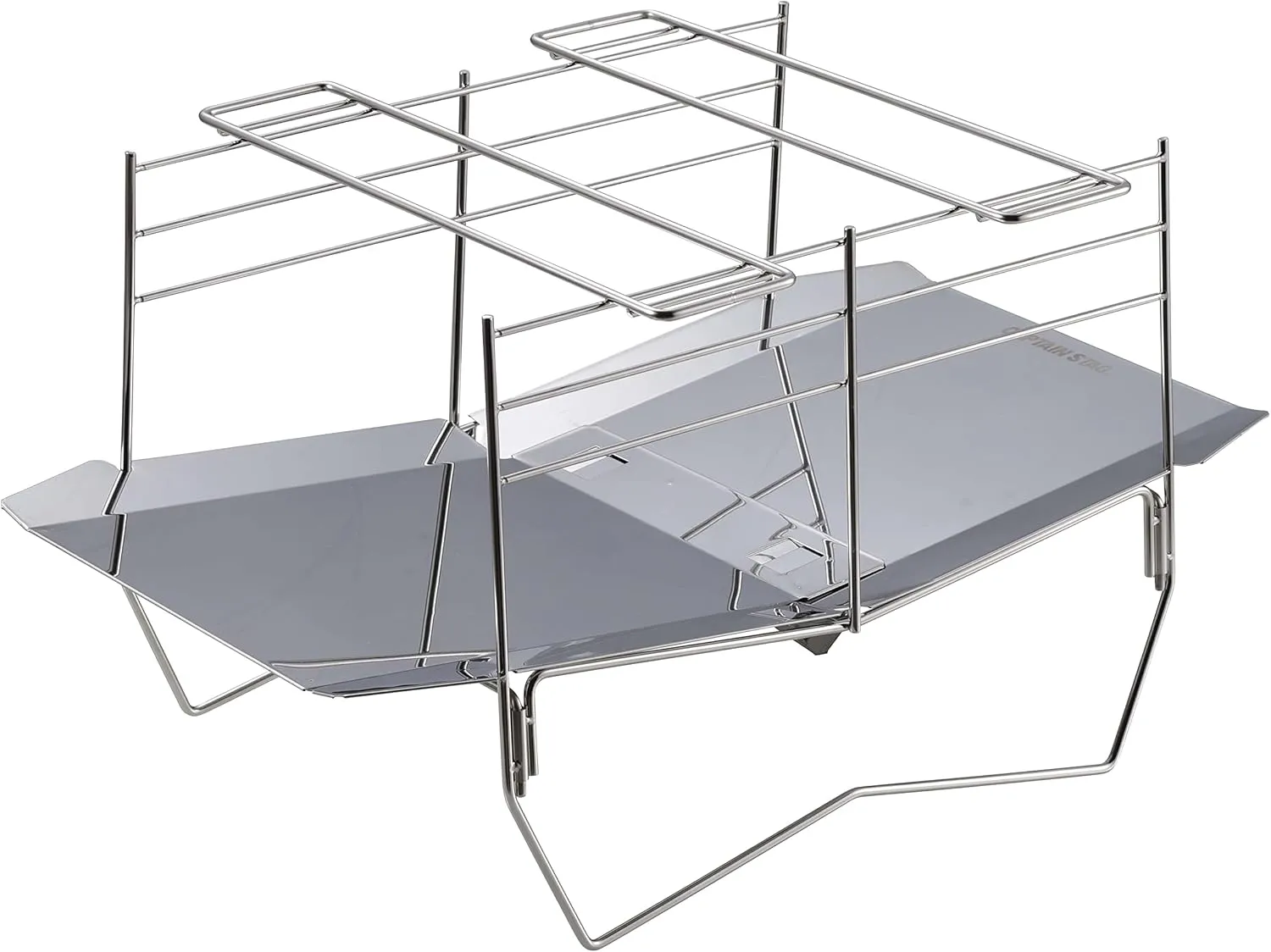 UG-93 Solo Light Grill, Bonfire Stand, Lightweight, Compact, Stainless Steel, Storage Bag Included, Silver, For 1 Person