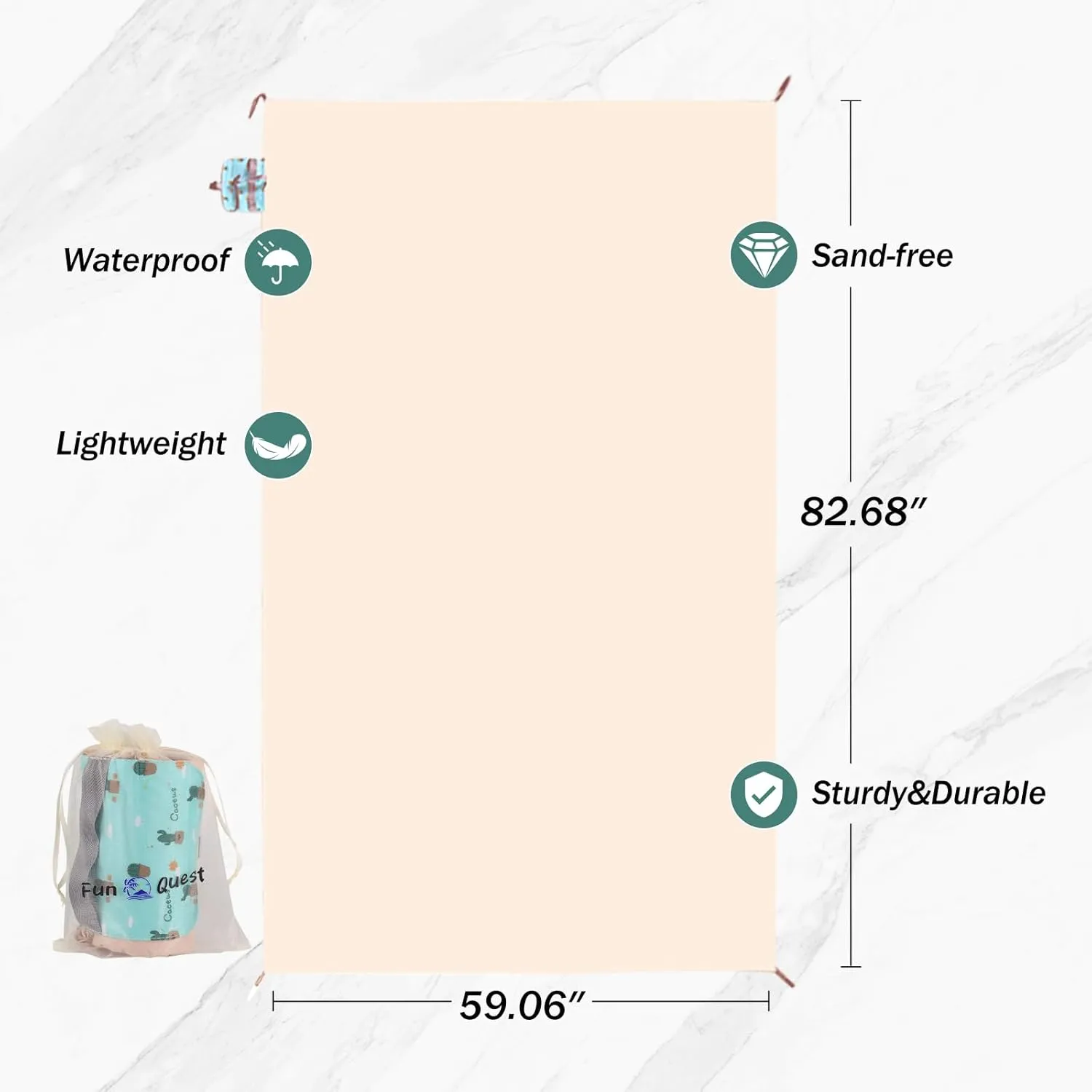 Ultralight Beach & Camping Blanket – 0.42lb/0.66lb Waterproof & Sandproof | Quick-Dry, Compact, Fits in Pocket | Ideal for Travel, Hiking, Park Picnics & Outdoor Adventures