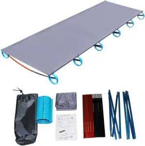 Ultralight Portable Folding Single Camp Bed Travel Cot Tent Bed,Aluminium Alloy Metal Frame,Max. Load: 220lbs,Outdoor Camping Hiking Fishing Beds with Storage Bag,for Adult or Kids
