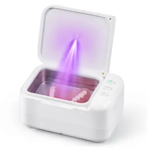 Ultrasonic Retainer Cleaner Machine, 24W/46kHz Professional Ultrasonic Jewelry Cleaner, 180ML Portable Retainer Cleaner Machine for Dentures, Retainer, Aligner, Braces, Mouth Guard
