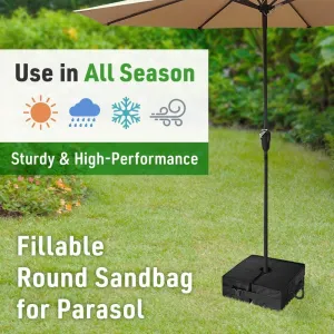 Umbrella Base Weight Sand Bag Fillable 92 lbs, 18 inches Polyester Soft Standard Sandbag for Outdoor Patio Parasol Stand Easy Set Up, Removable Black (Square 1 Pack)