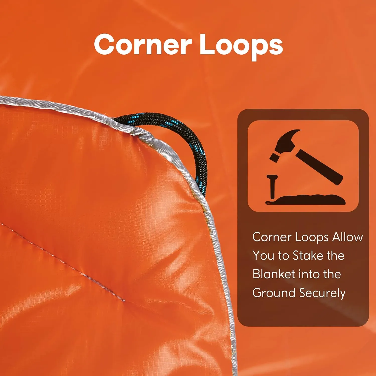 UNIKOME Packable Travel Blanket, Lightweight and Waterproof, Down Alternative, Corner Loops, 75'52', Orange