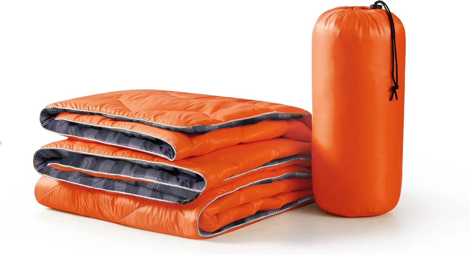 UNIKOME Packable Travel Blanket, Lightweight and Waterproof, Down Alternative, Corner Loops, 75'52', Orange