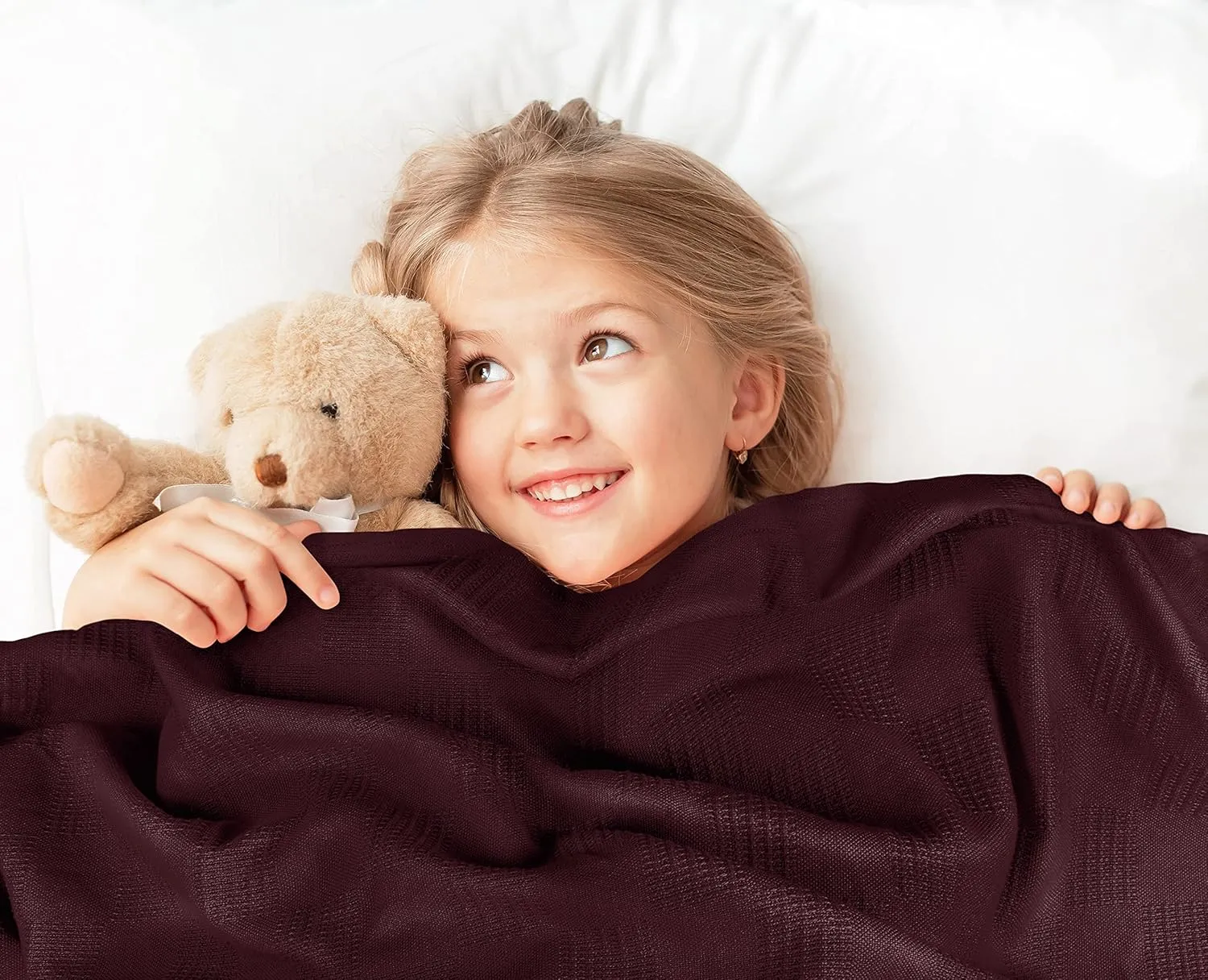 Utopia Bedding Burgundy 100% Cotton Blanket [Queen Size - 90x90 Inch] 350GSM Lightweight, Soft and Breathable Thermal Blanket for All Seasons