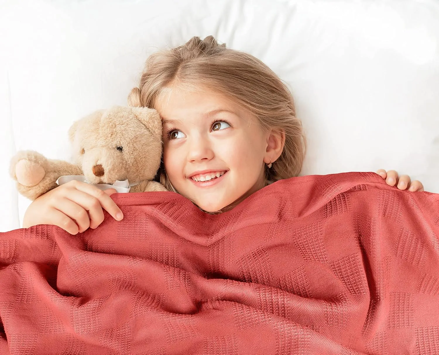 Utopia Bedding Coral 100% Cotton Blanket [Queen Size - 90x90 Inch] 350GSM Lightweight, Soft and Breathable Thermal Blanket for All Seasons