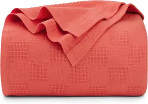 Utopia Bedding Coral 100% Cotton Blanket [Queen Size - 90x90 Inch] 350GSM Lightweight, Soft and Breathable Thermal Blanket for All Seasons