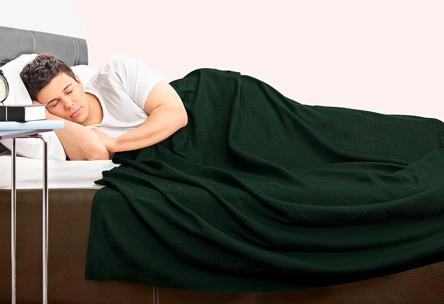 Utopia Bedding Forest Green 100% Cotton Blanket [Queen Size - 90x90 Inch] 350GSM Lightweight, Soft and Breathable Thermal Blanket for All Seasons