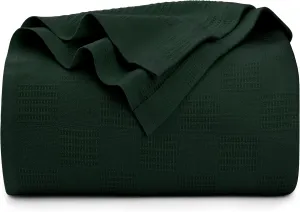 Utopia Bedding Forest Green 100% Cotton Blanket [Queen Size - 90x90 Inch] 350GSM Lightweight, Soft and Breathable Thermal Blanket for All Seasons