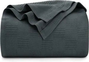 Utopia Bedding Smoke Gray 100% Cotton Blanket [Queen Size - 90x90 Inch] 350GSM Lightweight, Soft and Breathable Thermal Blanket for All Seasons