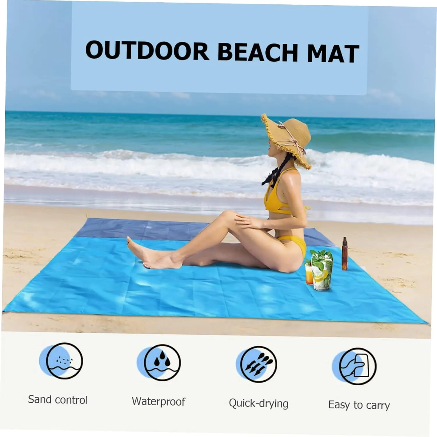 VANZACK Picnic Mat for Outdoor Waterproof Foldable Beach Blanket Camping Pool Ground Cloth