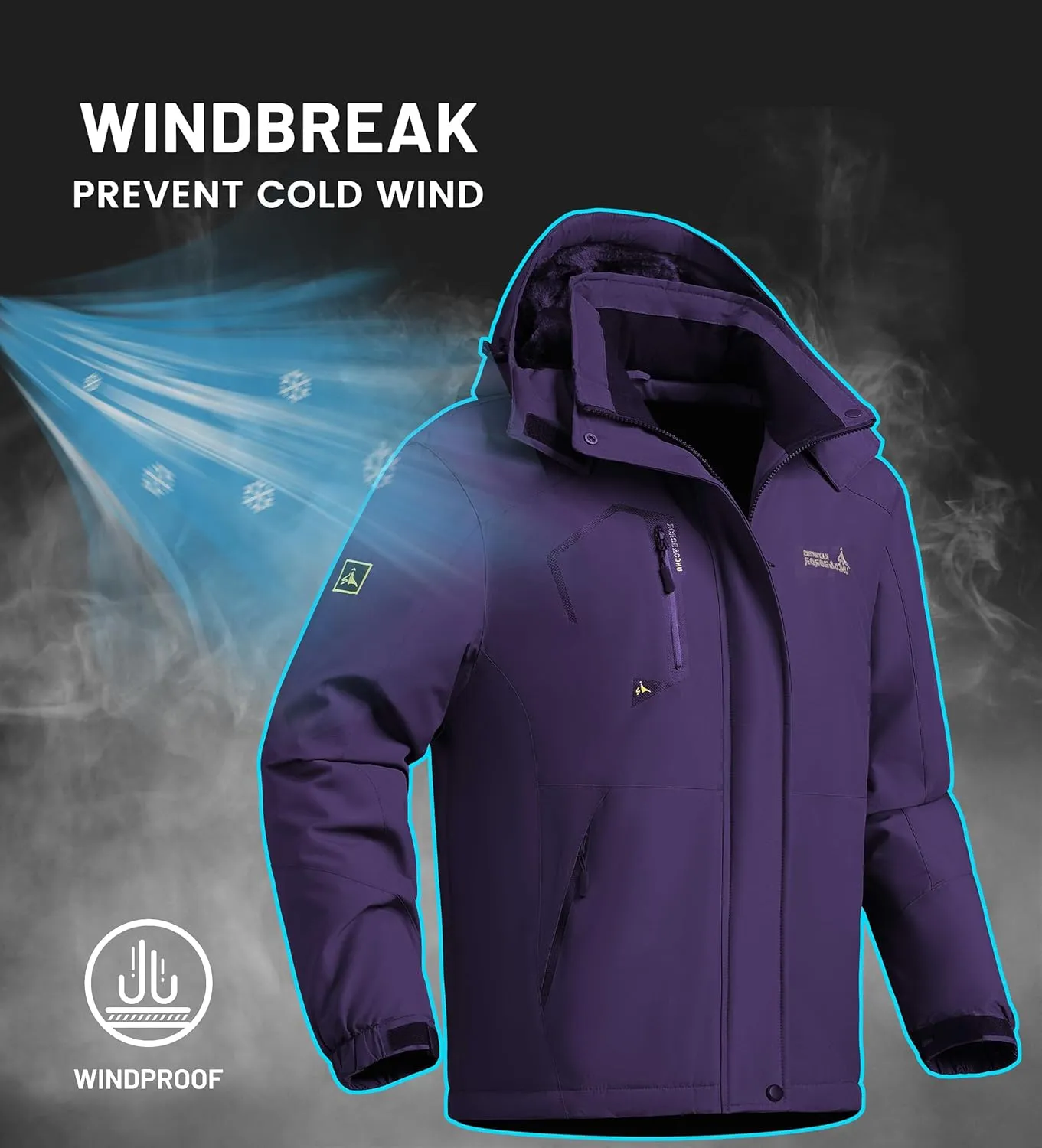 V.A.TOR 189 UNCO&BOROR Women Thermal Insulated Ski Jacket,Waterproof Windproof Coat with Hood for Hiking & Snowboarding