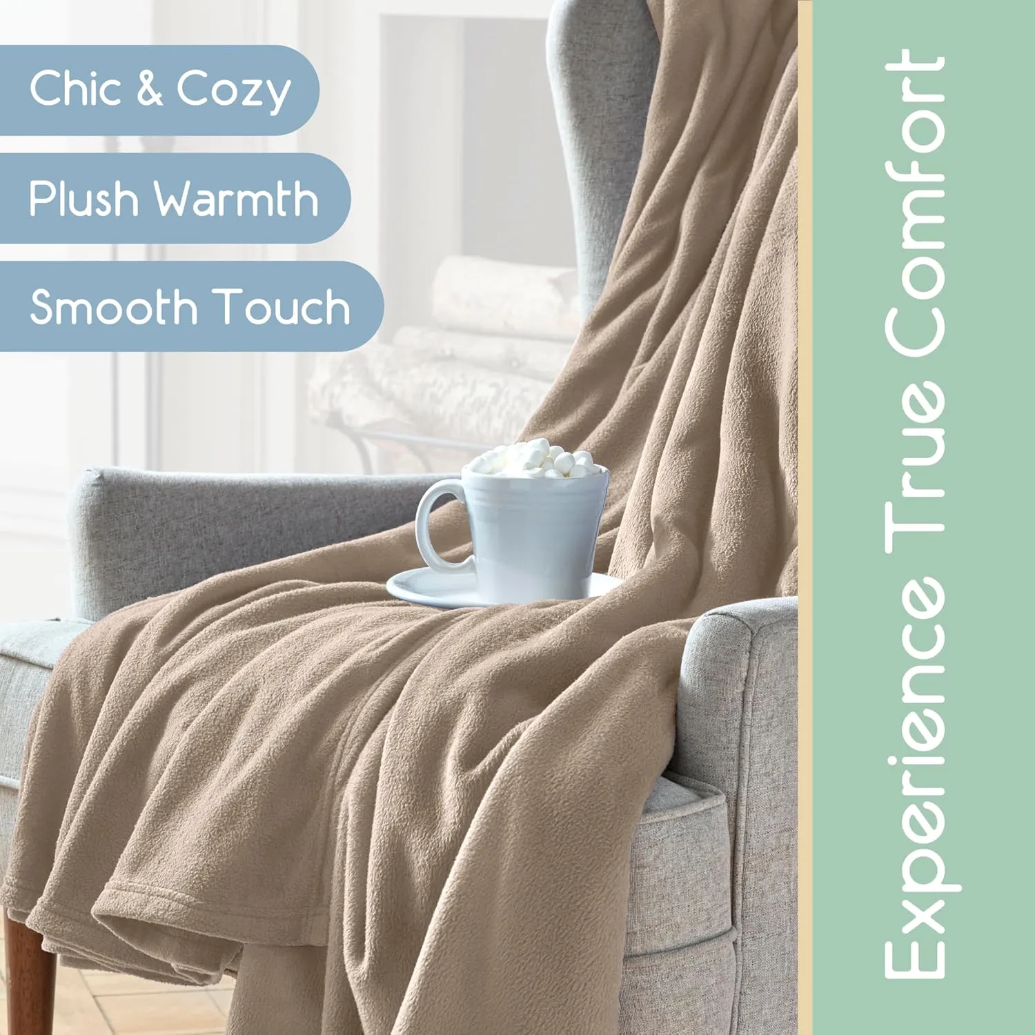 Vellux King Size Microfleece Blanket | Fleece Bed Blanket | All-Season Comfort | Supersoft Lightweight | Plush Throw Blanket for Bed Couch or Sofa | Pet-Friendly | Nutmeg