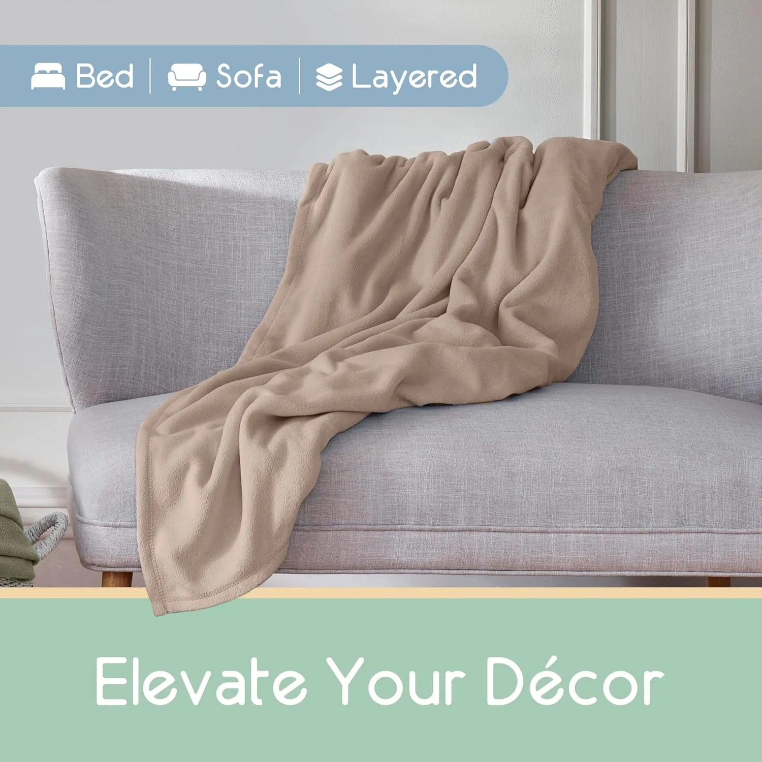 Vellux King Size Microfleece Blanket | Fleece Bed Blanket | All-Season Comfort | Supersoft Lightweight | Plush Throw Blanket for Bed Couch or Sofa | Pet-Friendly | Nutmeg