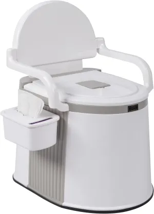 VERYKE Portable Toilet | Indoor Outdoor Commode w/Detachable Inner Bucket & Removable Paper Holder, Lightweight & Compact for Camping, Boat, Van, Emergency Use (Grey-White)