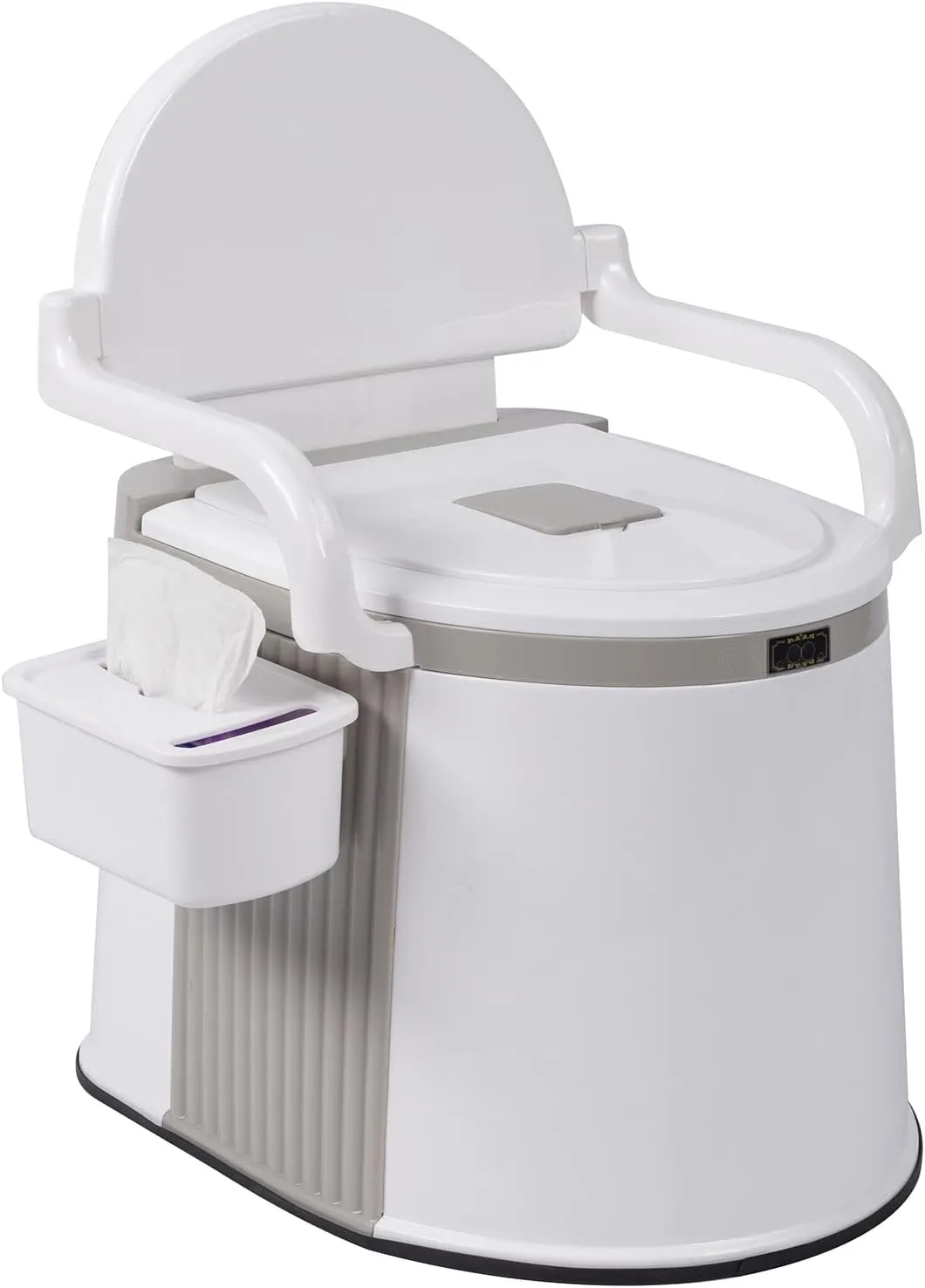 VERYKE Portable Toilet | Indoor Outdoor Commode w/Detachable Inner Bucket & Removable Paper Holder, Lightweight & Compact for Camping, Boat, Van, Emergency Use (Grey-White)