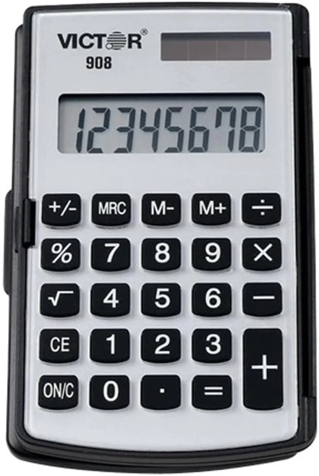 Victor 908 Portable Pocket/handheld Calculator, 8-Digit Lcd