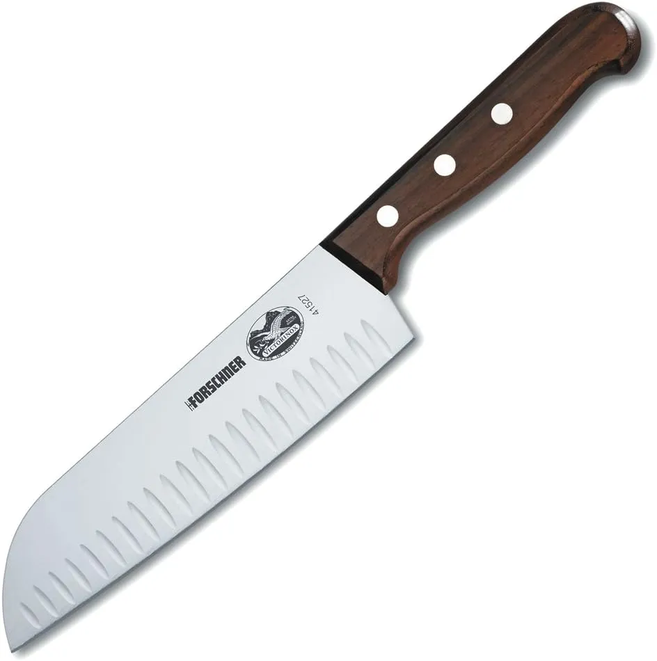 Victorinox 7 Inch Rosewood Santoku Knife with Granton Blade (6.8520.17RUS3)