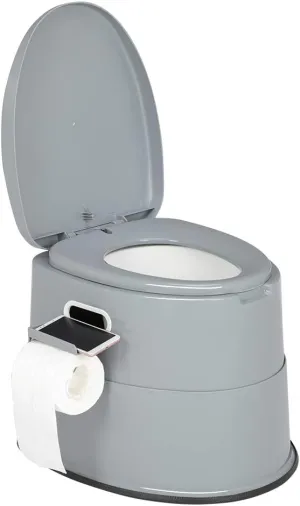 VINGLI Portable Toilet | Indoor Outdoor Commode w/Detachable Inner Bucket & Removable Paper Holder, Lightweight & Compact for Camping, Boat, Van, Emergency Use (Grey)