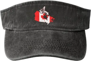Vintage Canada Flag Map Sun Visor Hats for Women Men Cotton Adjustable Sports Empty Top Golf Cap